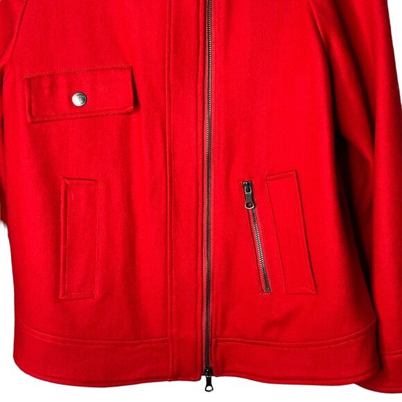 Soft Surroundings Size Small Coat Wool Blend Jacket Zip Front Moto Pockets Red - Picture 3 of 9